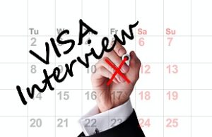 a calendar with the words visa interview on it