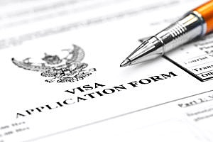 close up view of a student visa application form