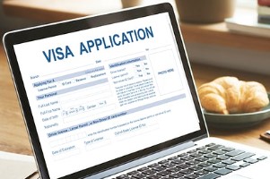 Visa Application Form in Laptop
