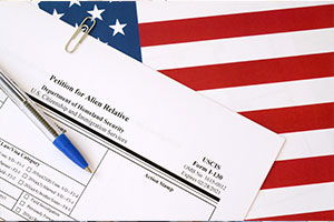 I-130 Form with American flag